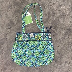 Vera Bradley Blue Green Shoulder Bag with Quilted Geometric Design